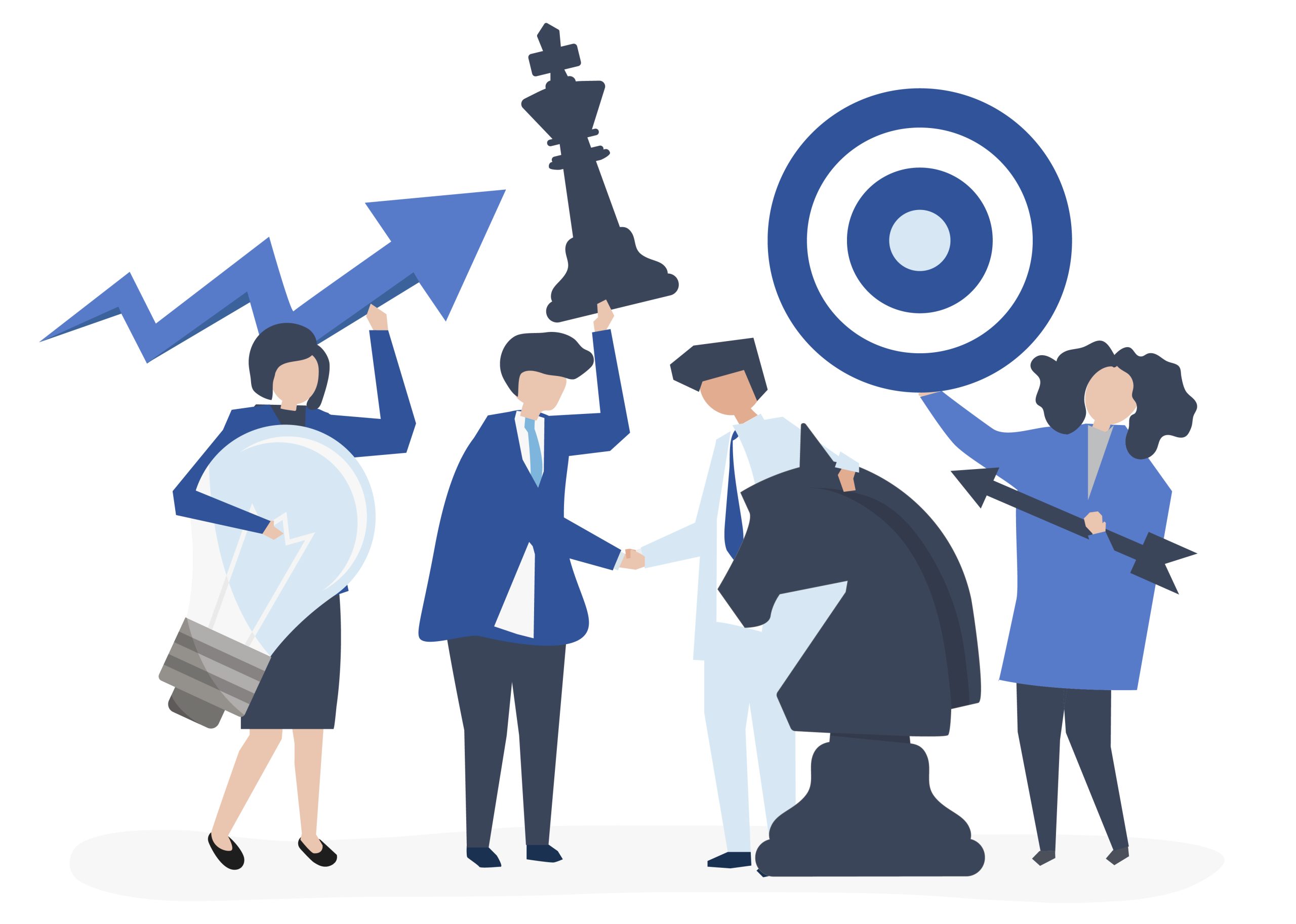 Business people holding goal and strategy